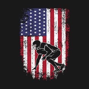 Football Lineman American Flag Patriot Graphic USA Patriotic Football Lineman T-Shirt