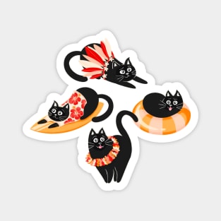 Purrfect Purradise - red and tangerine Magnet