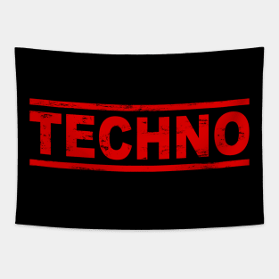 TECHNO MUSIC RED TEXT Tapestry