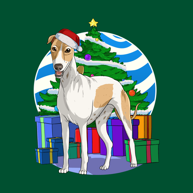 English Greyhound Dog Cute Santa Christmas Gift by Noseking