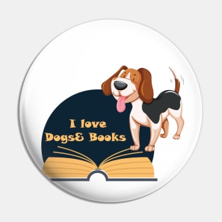 I Love Dogs& Books Pin