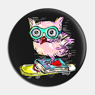 Owl with Skateboard Pin