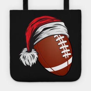 Christmas Football Ball With Santa Hat - Funny Sport X-mas print Tote