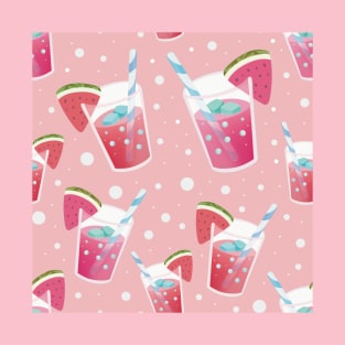 Watermelon Juice with a Pink bubble background. T-Shirt