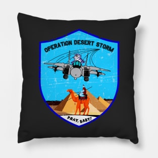 F-14 Tomcat - Operation Desert Storm - Pray, Baby! Patch - Grunge Style Pillow