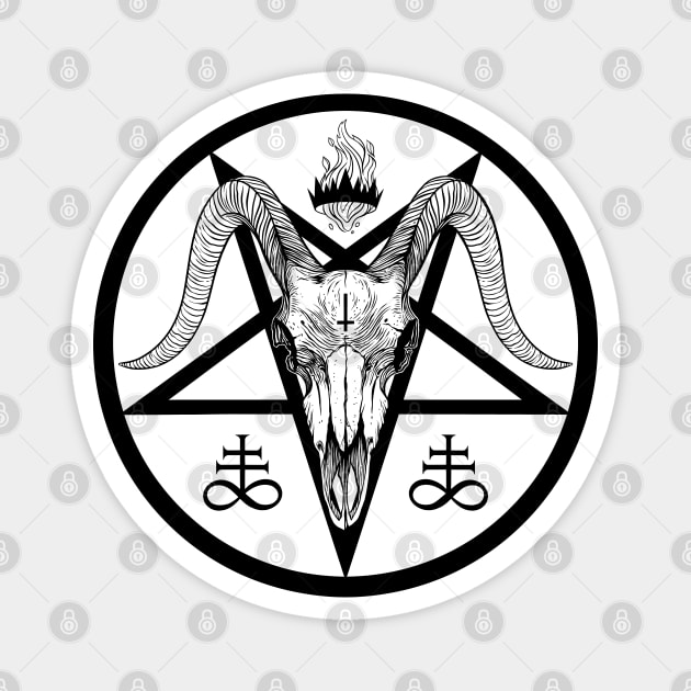 Baphomet pentagram. Goat skull Magnet by OccultOmaStore