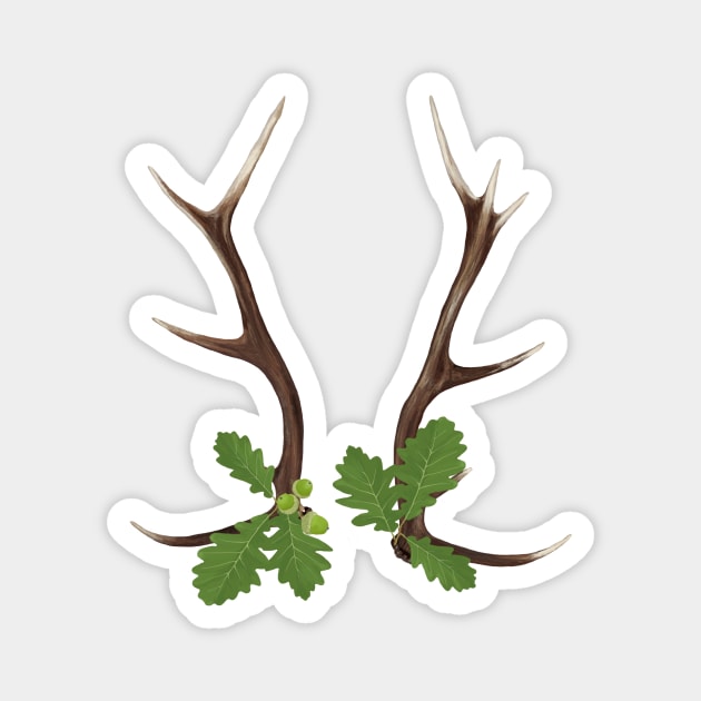 Oak and Antlers Magnet by artsandherbs