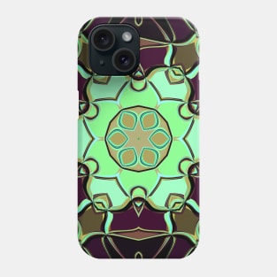 Cartoon Mandala Flower Green Purple and Black Phone Case