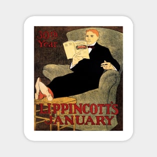 LIPPINCOTT'S JANUARY Magazine Cover Vintage 1910s American Publication Advert Magnet