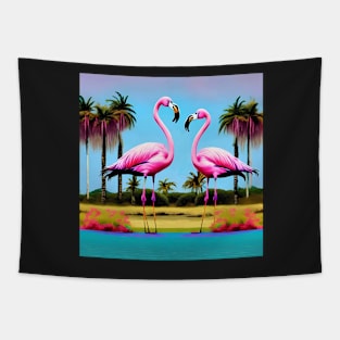 Pink Flamingos Pop Art Flamingo Miami Beach Vibrant Tapestry