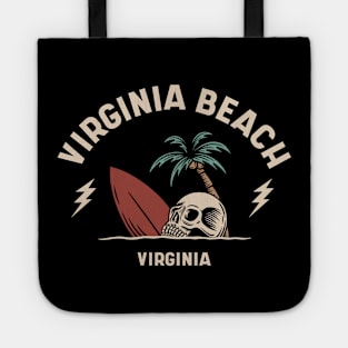 Vintage Surfing Virginia Beach Virginia // Retro Surf Skull Tote