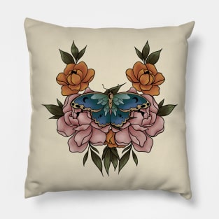 Moth and Roses Pillow