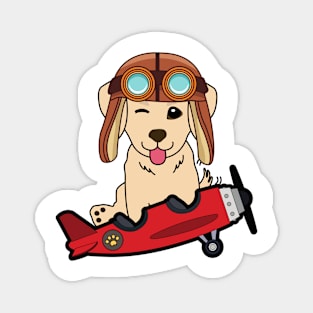 Cute golden retriever is in a vintage plane Magnet