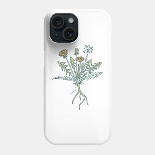 hand drawn spring dandelion pattern on blush pink Phone Case