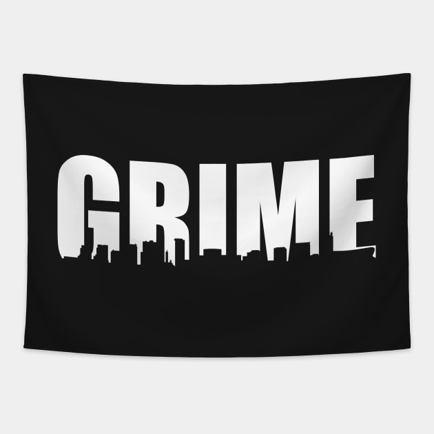 Grime Birmingham Skyline - WHITE Tapestry by ArtOfGrime