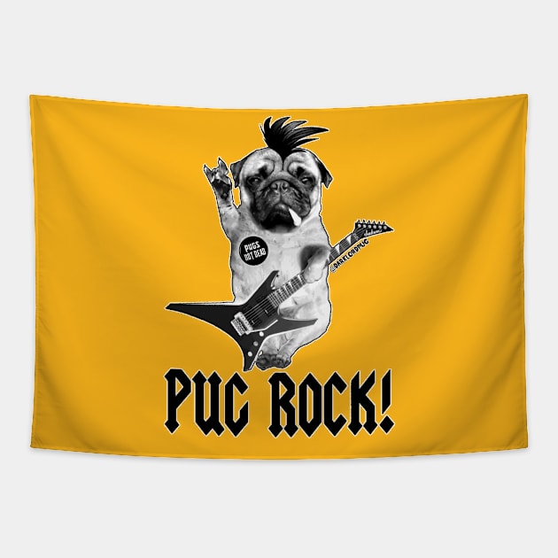 Pug rock Tapestry by darklordpug