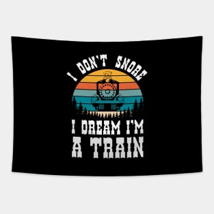 i dont snore i dream im a train funny saying gift Tapestry