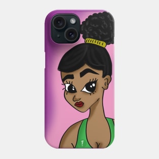 Cute black girl anime style art Phone Case