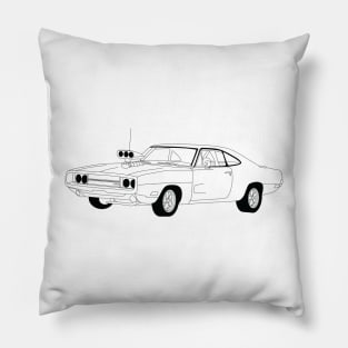 FF Dodge Charger Black Outline Pillow