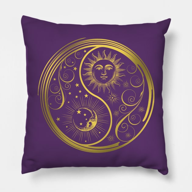 Yin Yang Sun and Moon Pillow by Artizan