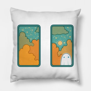 A ghosts waits outside the train doors Pillow