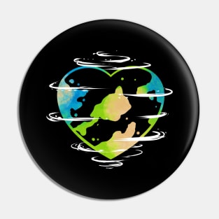 Heart Shaped Earth With Clouds For Earth Day Pin
