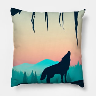 Wolf at Night Pillow