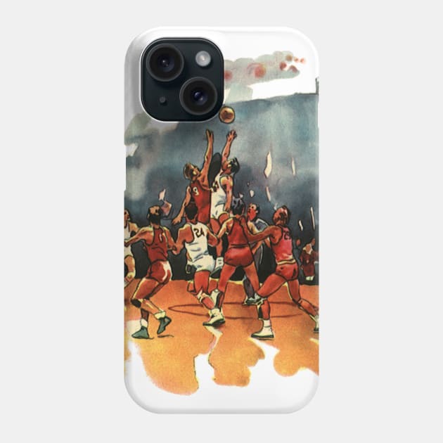 Vintage Sports Game with Basketball Players Phone Case by MasterpieceCafe