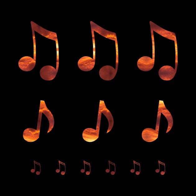 Orange Sky Music Notes by Kelly Louise Art