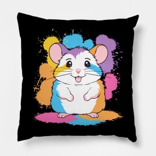 adorable Hamster Lover birthday cool splotch paint Pillow