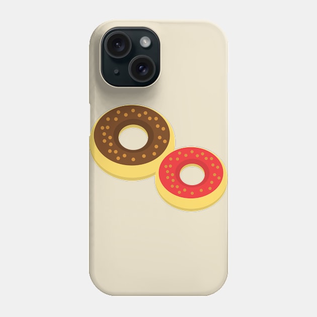 Chocolate and Strawberry Donut Pair Phone Case by InkyArt