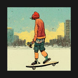 Skateboarder wearing all the right gear in the city. T-Shirt