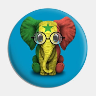 Baby Elephant with Glasses and Senegal Flag Pin