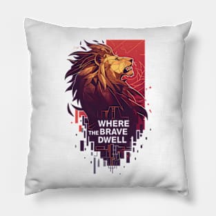 Where the Brave Dwell - Geometric Lion - Fantasy Pillow