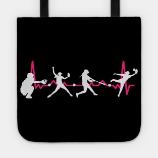 Girls Womens Softball Baseball Heartbeat Tote