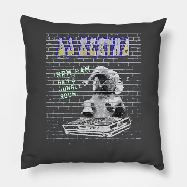 DJ Bertha (transparent) Pillow by The Skipper Store