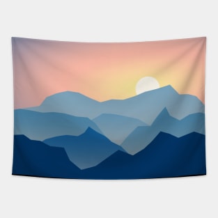 Mountain against Sunrise or Sunset Tapestry