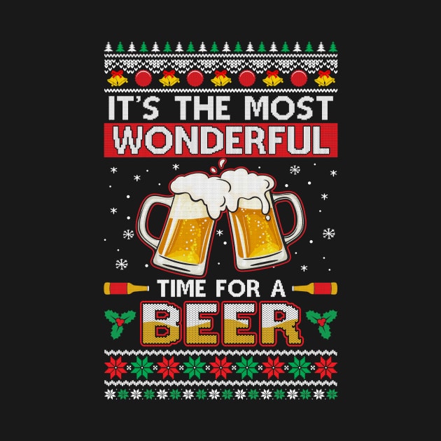 Wonderful Time For A Beer Ugly Christmas Xmas by JoanaArtStore