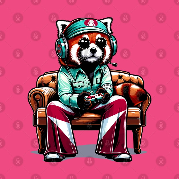 Red Panda gamer - Retro Gaming Bliss by TimeWarpWildlife