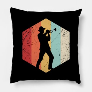 Trumpet Player Retro Distressed Pillow