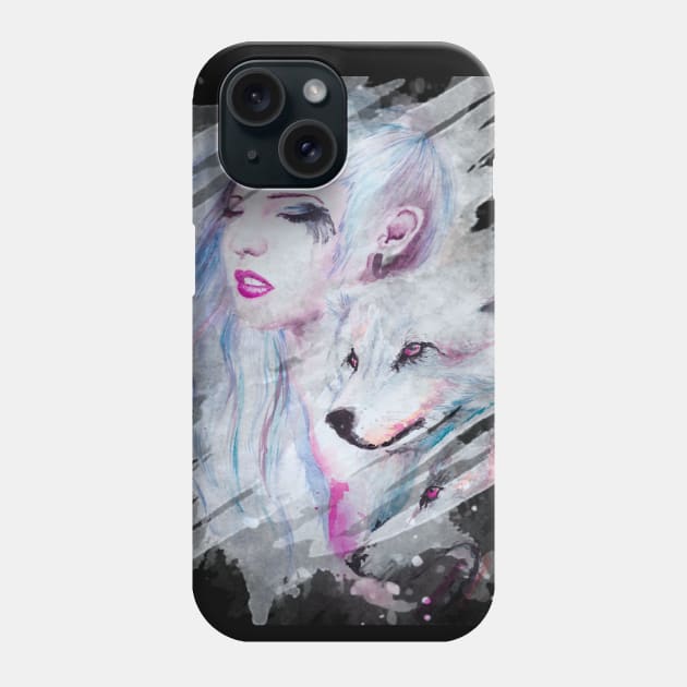 Girl With Wolves - Girl Who Loves Wolves Phone Case by All Thumbs