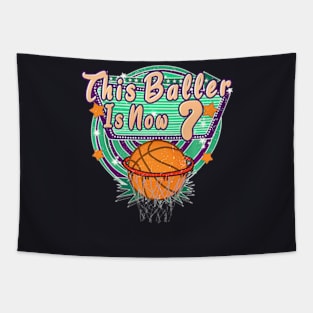 This Baller Is Now 7Nd Birthday Retro Basketball 7 Year Old Tapestry