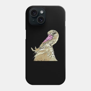 White Stork With Incredulous Expression Black Outline Art Phone Case