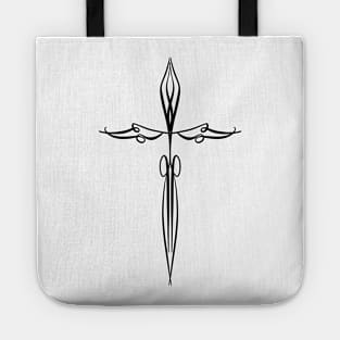 Beautiful Religious Cross Faith line Art Design Tote