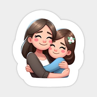 Portrait of a happy woman hugging her mother. Magnet