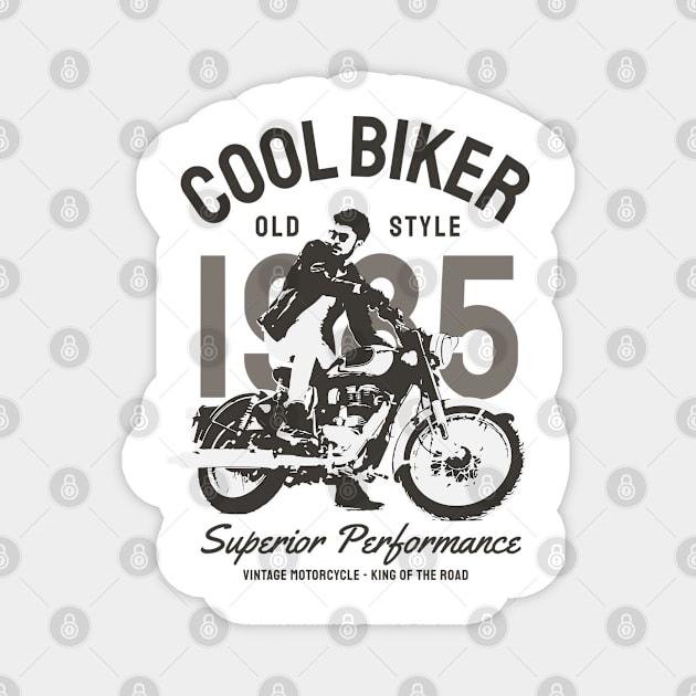 Cool biker vintage road adventure cafe paris retro feel Magnet by SpaceWiz95