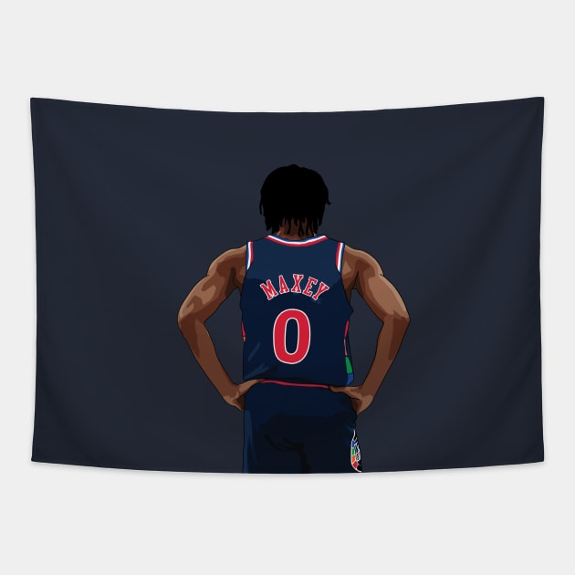 Tyrese Maxey Vector Back City Above Waist Qiangy Tapestry by qiangdade