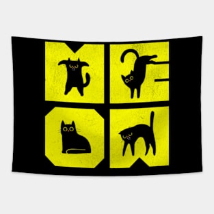 Meow Funny Life of a Cat Cute Kitten Silhouette Tee Tapestry