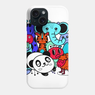 cute cartoon sketch animals Phone Case