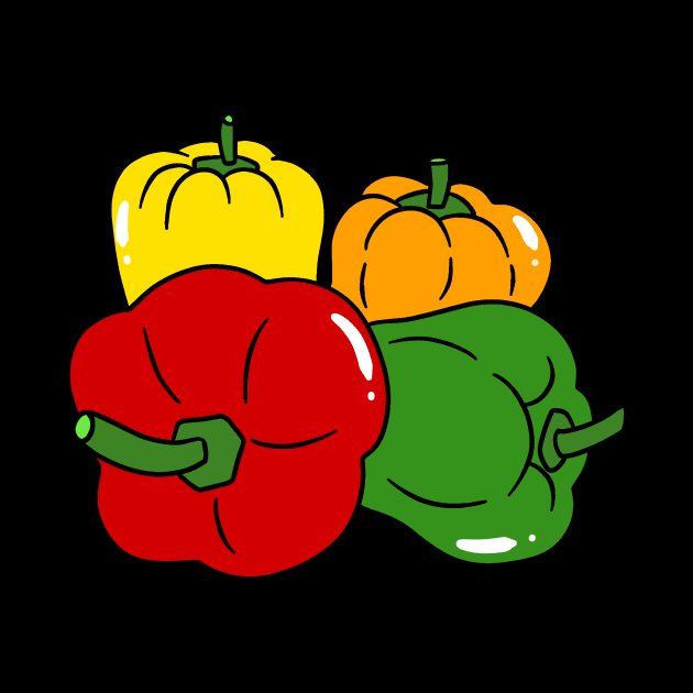 Red Green Orange and Yellow Bell Peppers by saradaboru
